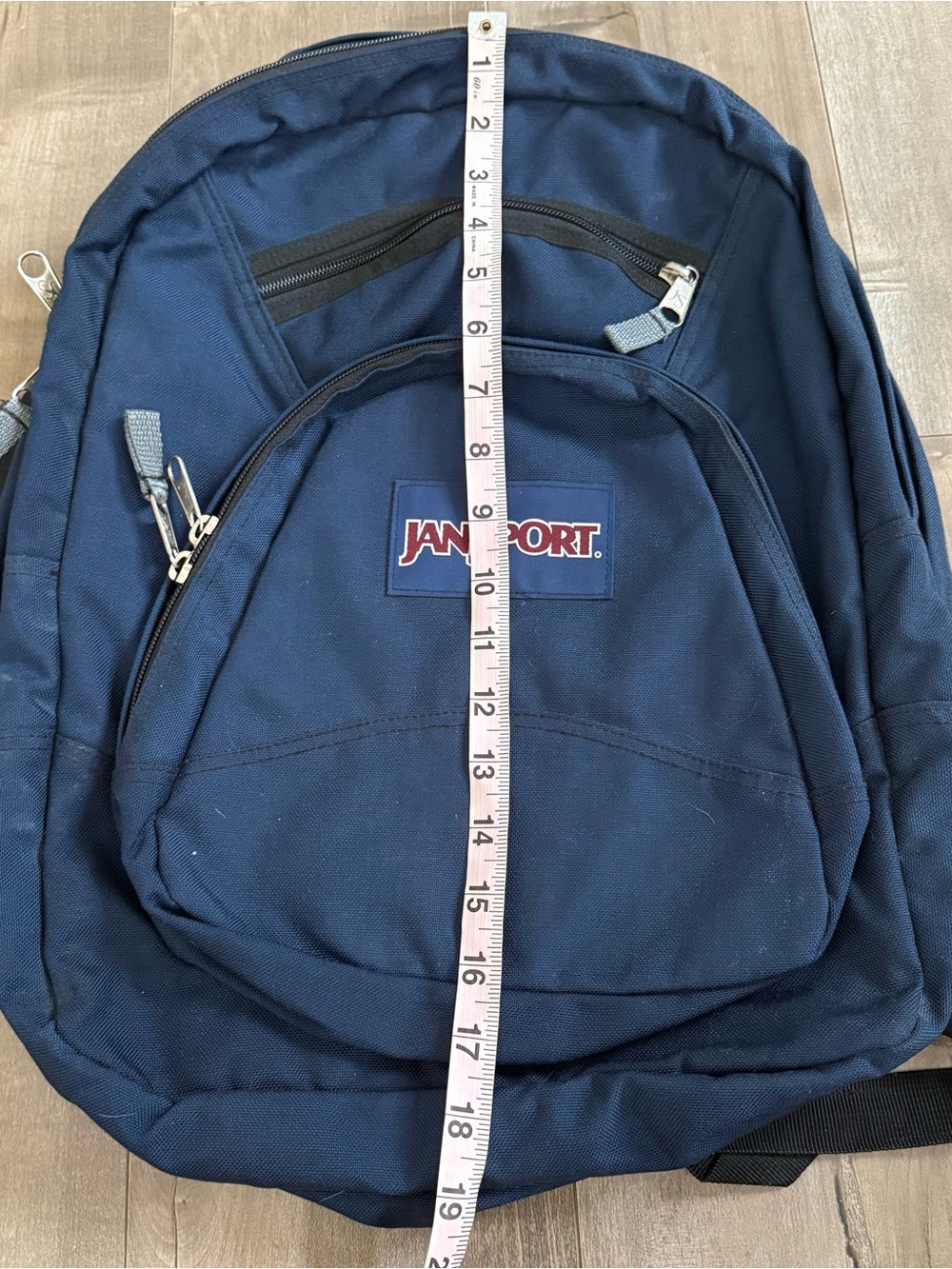 JanSport Backpack Navy Blue Unisex Back to School Large Adjustable Zip - Picture 3 of 10